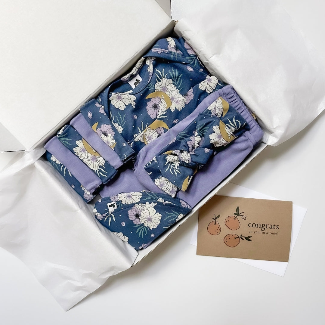 Bamboo Baby Capsule Gift Box - Celestial Floral & Dusty Lilac-2