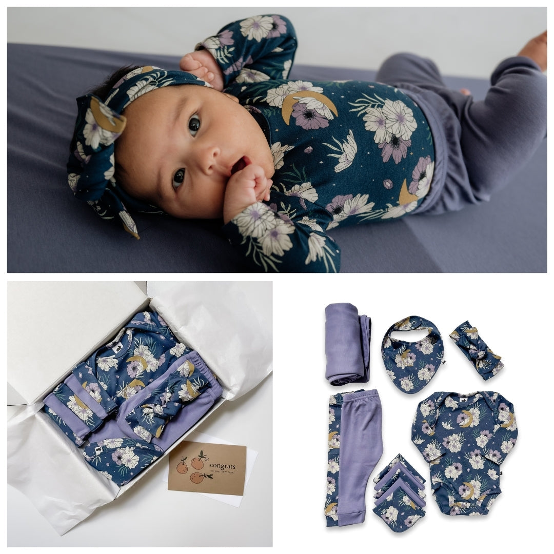Bamboo Baby Capsule Gift Box - Celestial Floral & Dusty Lilac-0