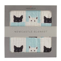 Peek-A-Boo Cats and White Bamboo Muslin Blanket