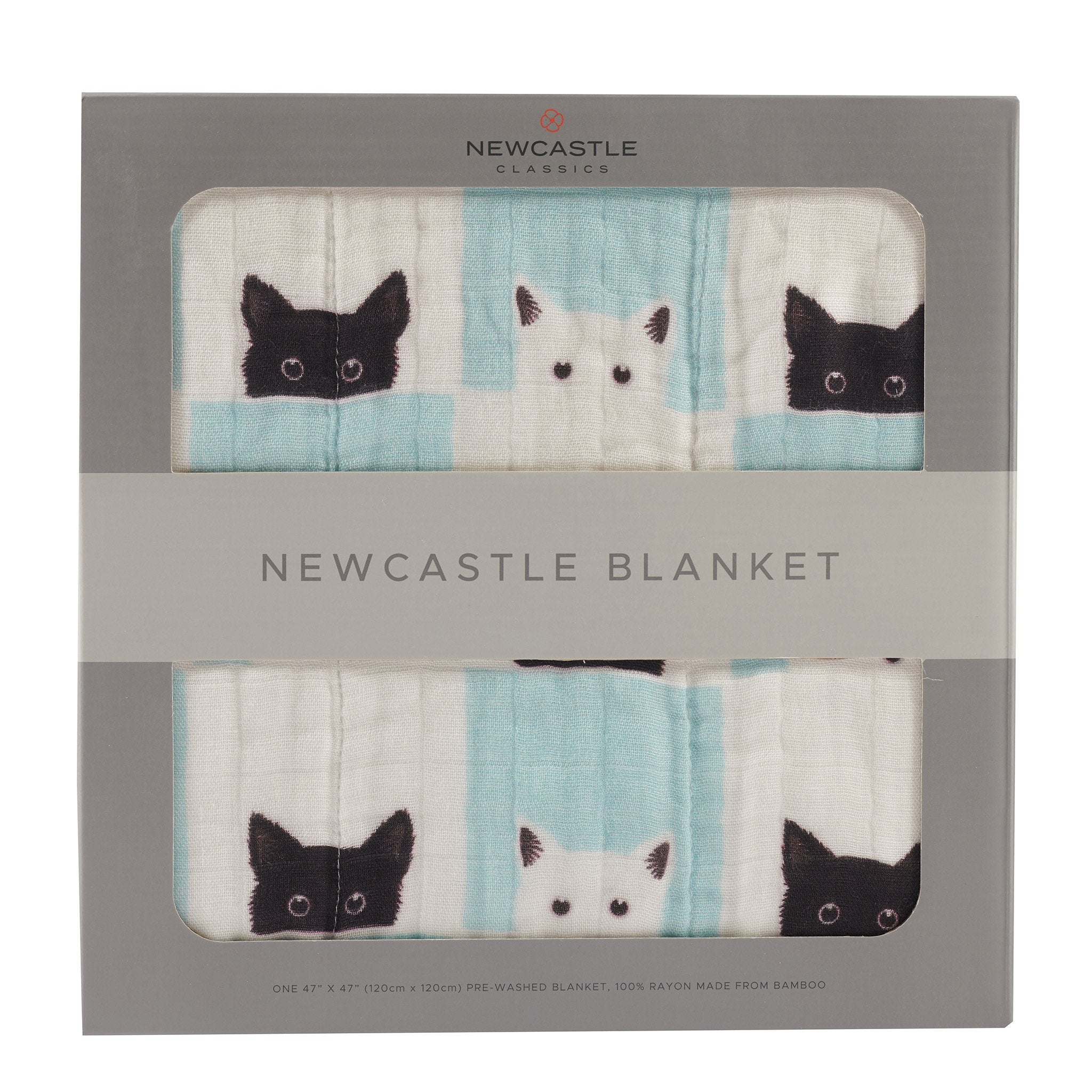 Peek-A-Boo Cats and White Bamboo Muslin Blanket