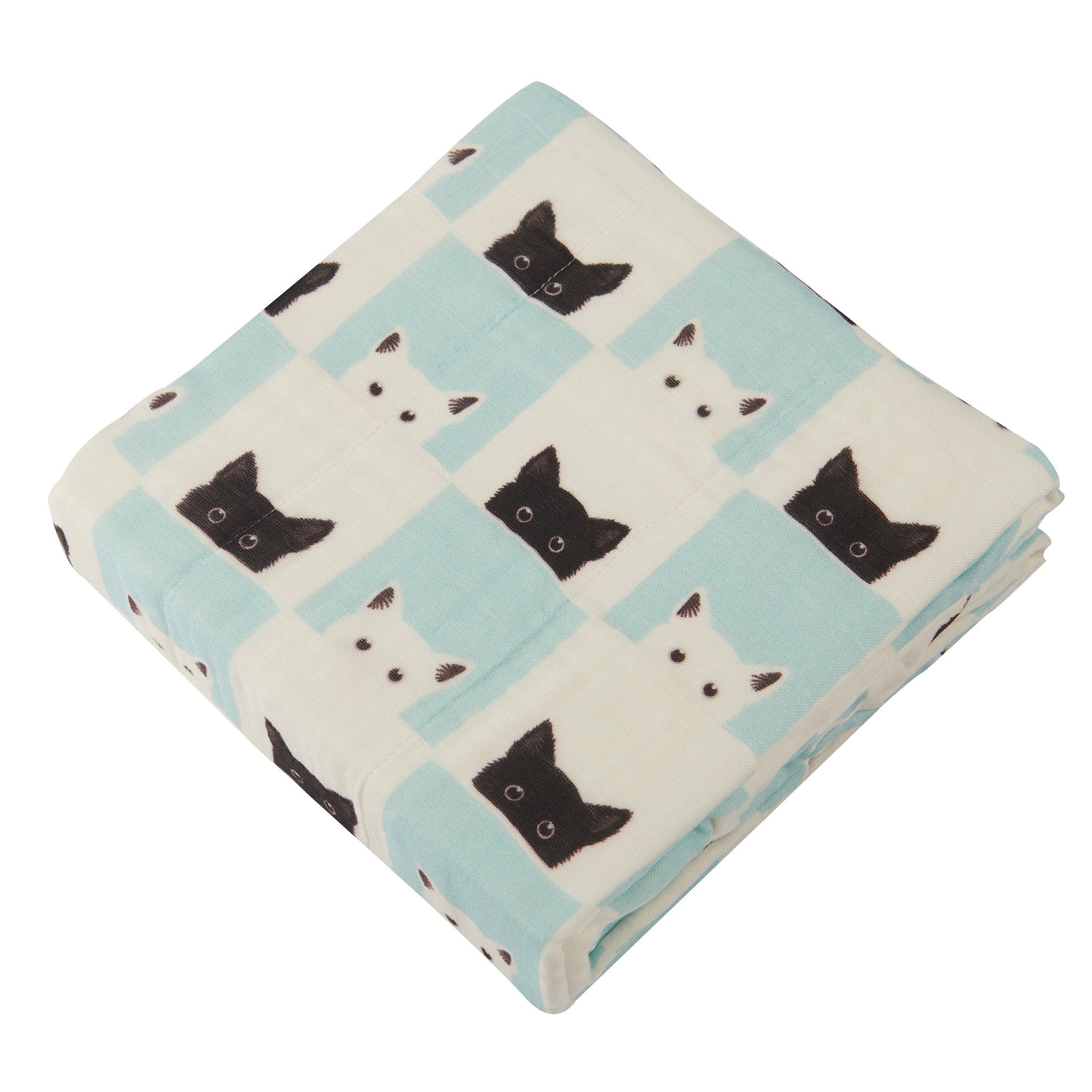 Peek-A-Boo Cats and White Bamboo Muslin Blanket
