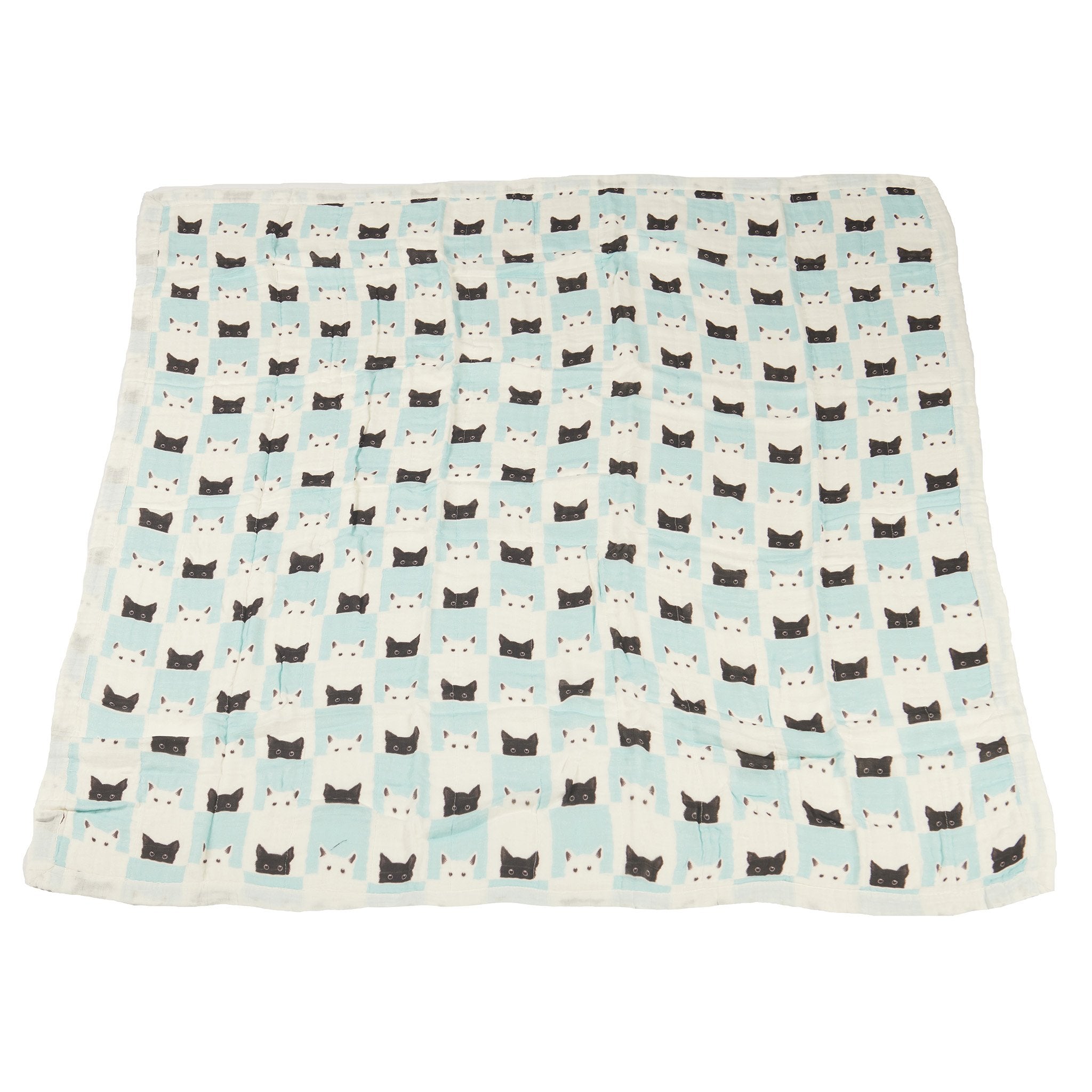 Peek-A-Boo Cats and White Bamboo Muslin Blanket